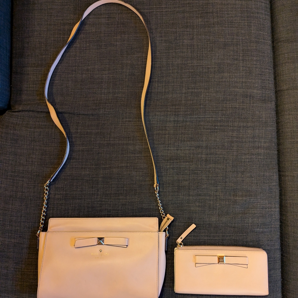 Matching Blush Pink Kate Spade Crossbody Purse and Wallet Set